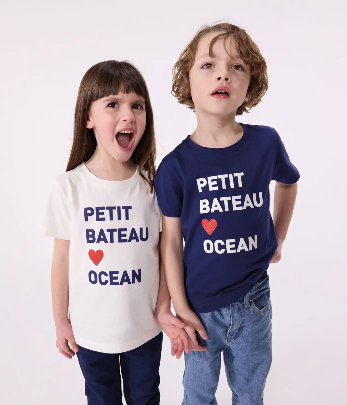 Petit Bateau T-Shirts, Tops, Oberteile*Kurzärmeliges Unisex Kinder-T-Shirt aus bedruckter Baumwolle weiss MARSHMALLOW