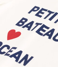 Petit Bateau T-Shirts, Tops, Oberteile*Kurzärmeliges Unisex Kinder-T-Shirt aus bedruckter Baumwolle weiss MARSHMALLOW