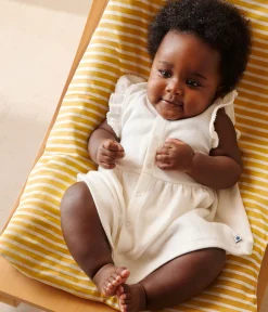 Petit Bateau Kleider|Newborn*Kurzärmeliges weißes Baby-Kleid mit Wabenmuster und Bloomer weiss MARSHMALLOW