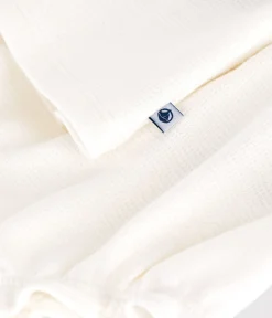 Petit Bateau Kleider|Newborn*Kurzärmeliges weißes Baby-Kleid mit Wabenmuster und Bloomer weiss MARSHMALLOW