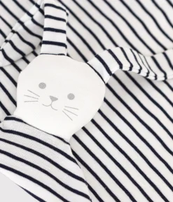 Petit Bateau Kuscheltiere|Newborn*Kuscheltier aus Baumwolle, mit Matrosenstreifen weiss MARSHMALLOW/blau SMOKING