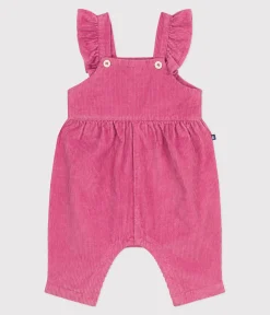 Petit Bateau Sets, Overalls & Latzhosen*Langbeinige Baby-Latzhose aus einfarbigem Fein-Cord mit Volants BOUDOIR