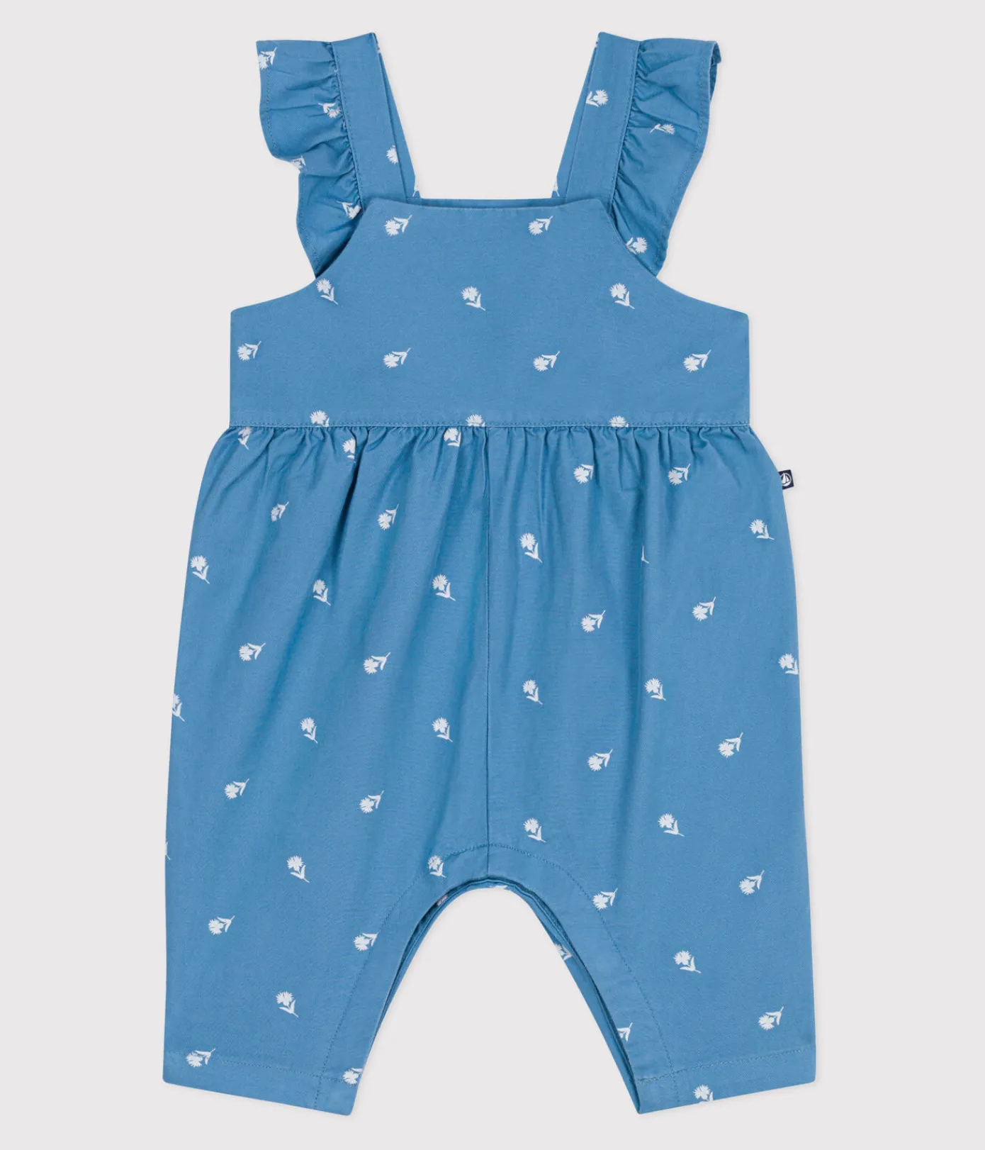 Petit Bateau Sets, Overalls & Latzhosen*Langbeinige Baby-Latzhose aus Baumwolle mit bestickten Blumen blau ALASKA/weiss MARSHMALLOW