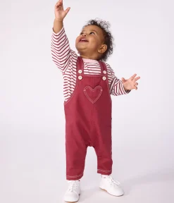 Petit Bateau Sets, Overalls & Latzhosen*Langbeinige Baby-Latzhose aus farbigem Denim AMARANTE