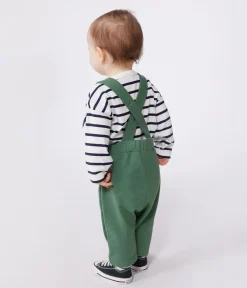 Petit Bateau Sets, Overalls & Latzhosen*Langbeinige Baby-Latzhose aus einfarbiger Baumwolle grün PALMERAIE