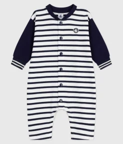 Petit Bateau Sets, Overalls & Latzhosen*Langer Baby-Overall aus Baumwolle mit Matrosenstreifen weiss MARSHMALLOW/blau SMOKING