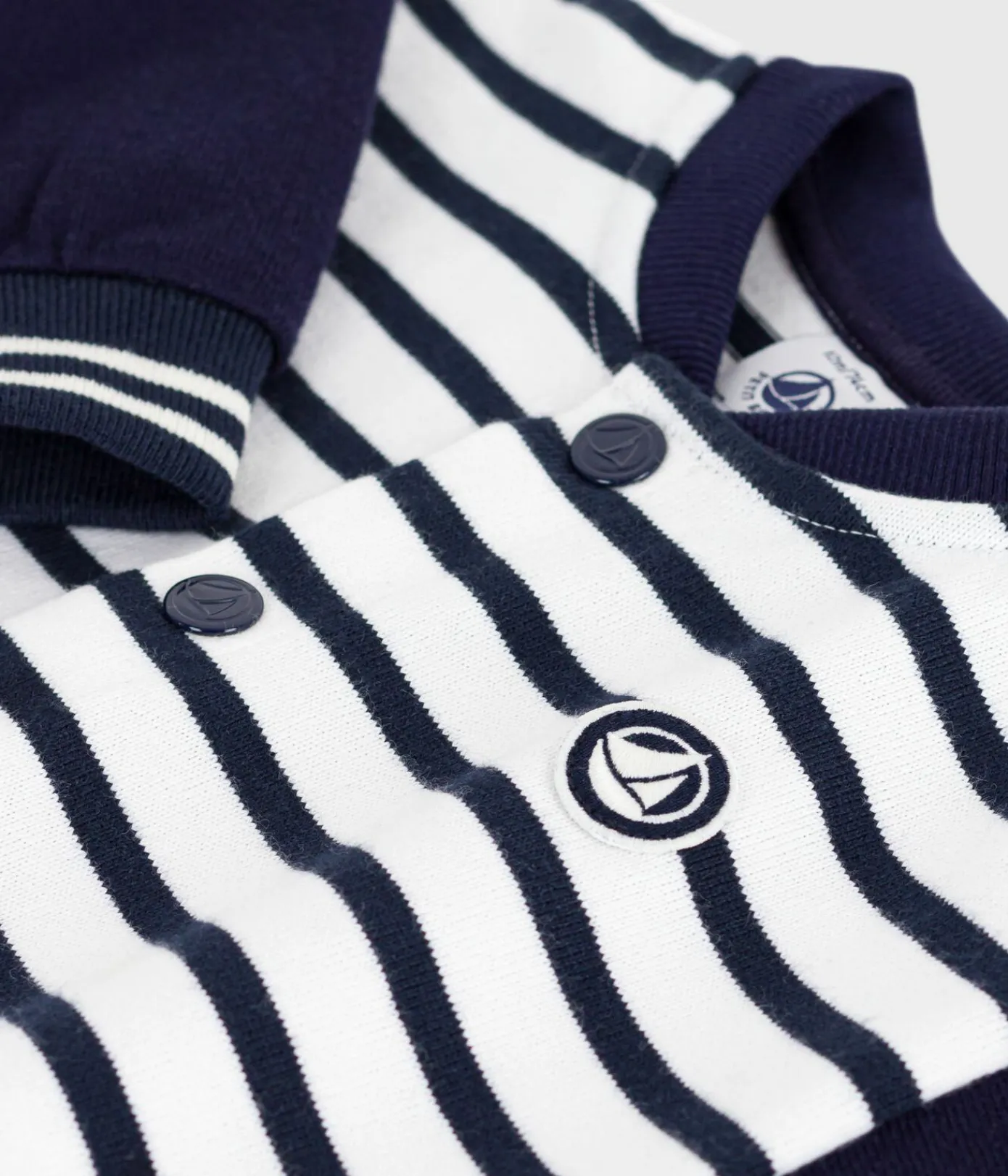 Petit Bateau Sets, Overalls & Latzhosen*Langer Baby-Overall aus Baumwolle mit Matrosenstreifen weiss MARSHMALLOW/blau SMOKING