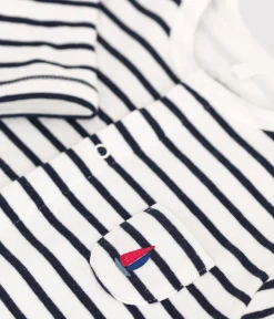 Petit Bateau Sets, Overalls & Latzhosen|Newborn*Langer Baby-Overall aus Doppeljersey weiss MARSHMALLOW/blau SMOKING