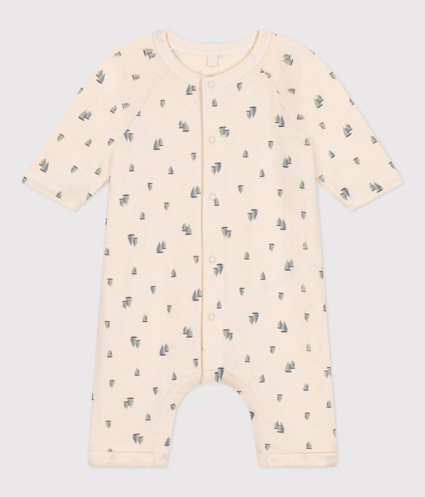 Petit Bateau Sets, Overalls & Latzhosen|Newborn*Langer Baby-Overall aus Doppeljersey weiss AVALANCHE/ MULTICO