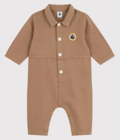 Petit Bateau Sets, Overalls & Latzhosen*Langer Baby-Overall aus einfarbiger Baumwolle im Tankwart-Stil beige ROCHE CLAIR