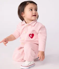 Petit Bateau Sets, Overalls & Latzhosen*Langer Baby-Overall aus einfarbiger Baumwolle im Tankwart-Stil rosa JOLI