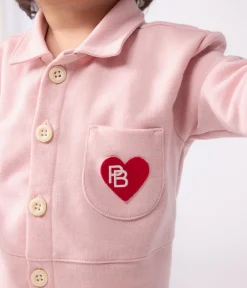 Petit Bateau Sets, Overalls & Latzhosen*Langer Baby-Overall aus einfarbiger Baumwolle im Tankwart-Stil rosa JOLI
