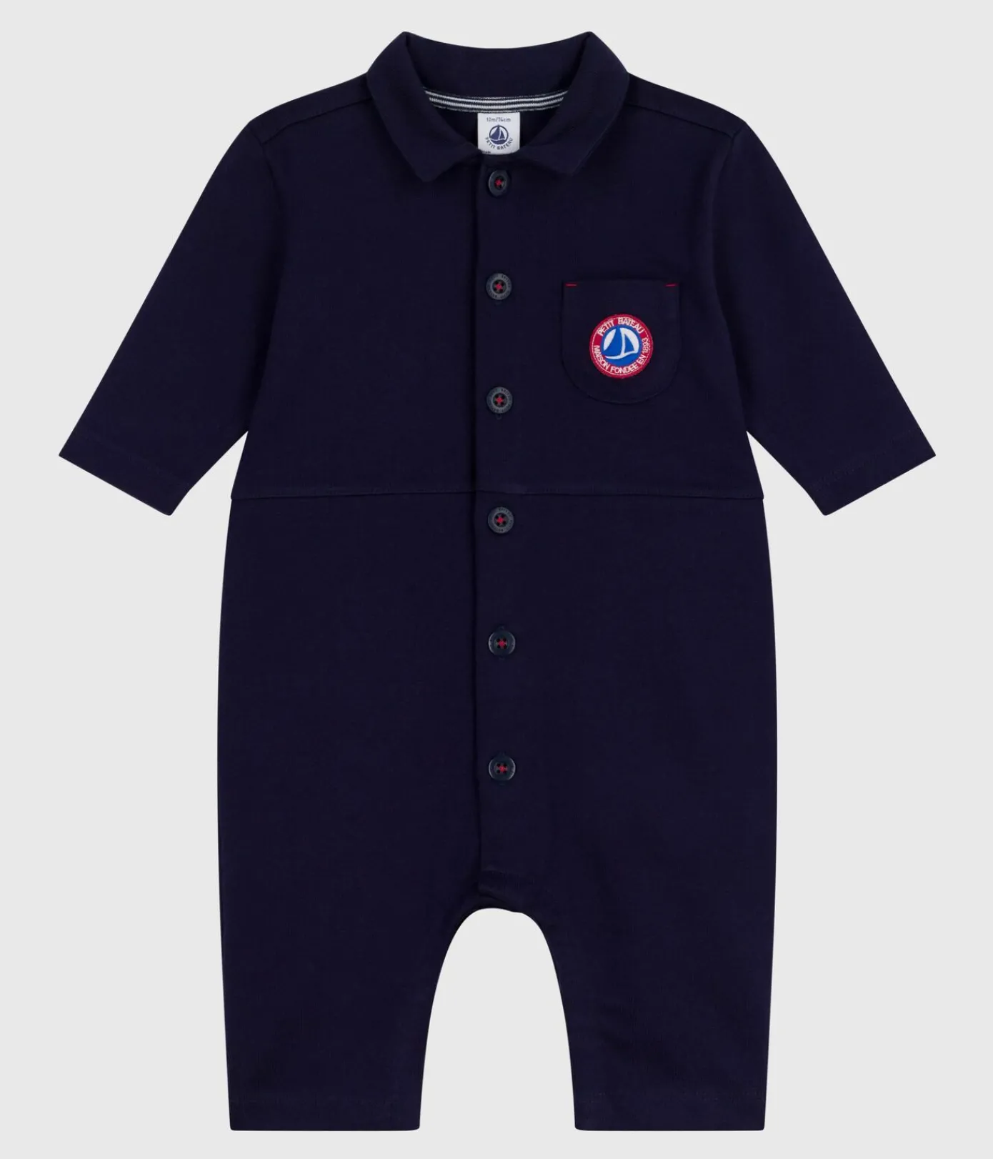 Petit Bateau Sets, Overalls & Latzhosen*Langer Baby-Overall aus einfarbiger Baumwolle im Tankwart-Stil SOIR