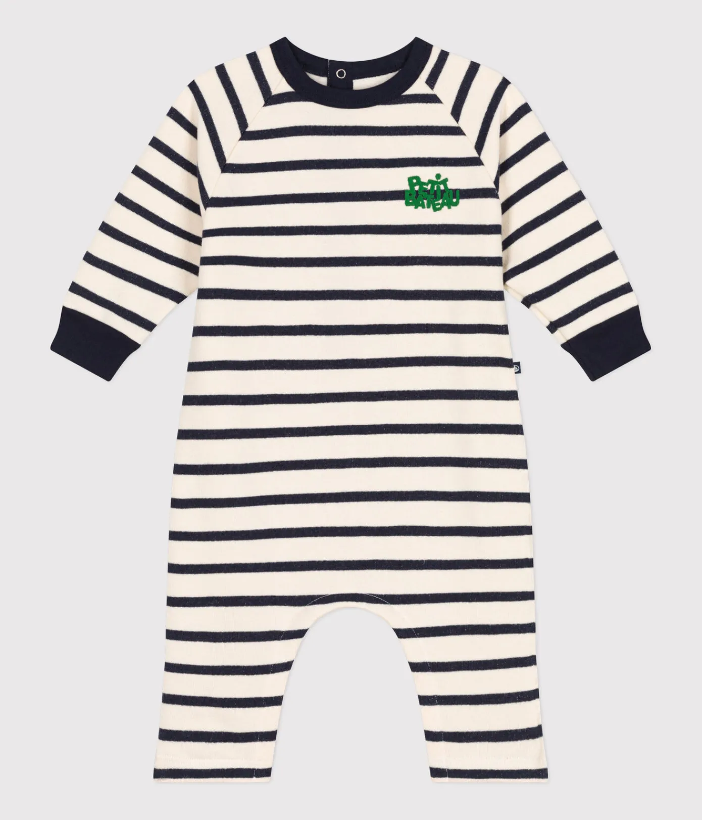 Petit Bateau Sets, Overalls & Latzhosen*Langer Baby-Overall aus Molton weiss AVALANCHE/blau SMOKING