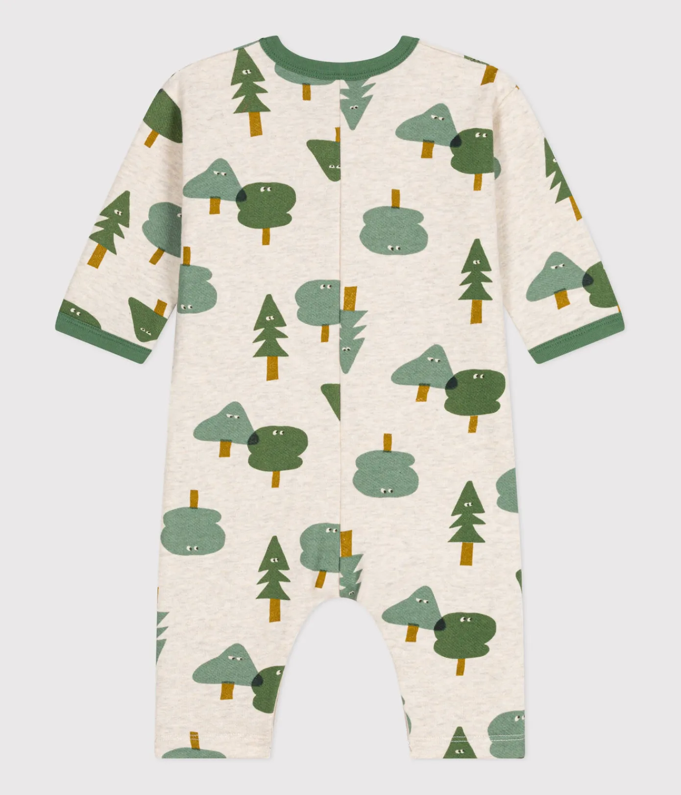 Petit Bateau Sets, Overalls & Latzhosen*Langer Baby-Overall aus Molton beige MONTELIMAR/weiss MULTICO