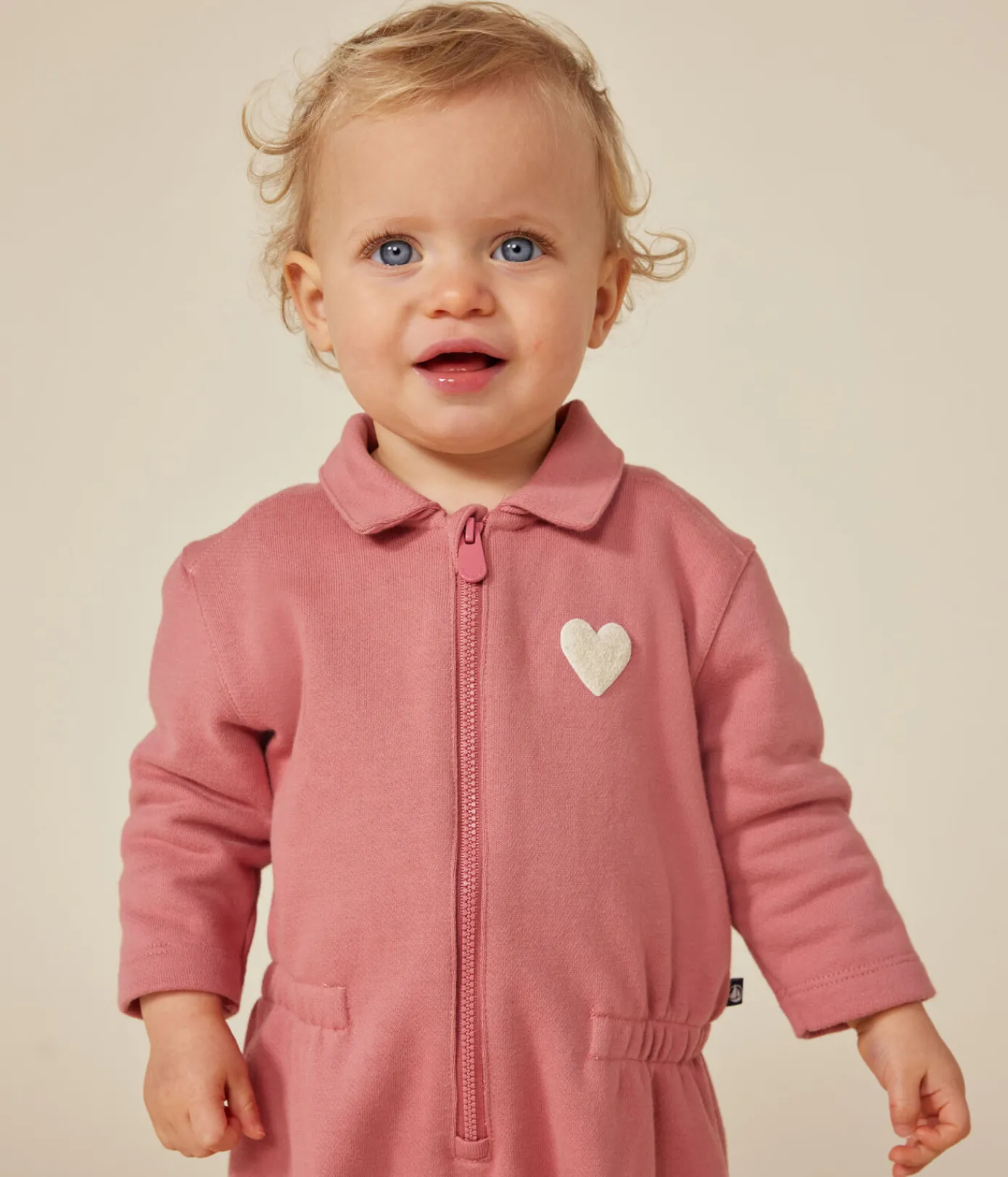 Petit Bateau Sets, Overalls & Latzhosen*Langer Baby-Overall aus Molton rosa ROSEWOOD