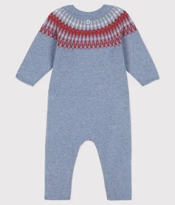 Petit Bateau Sets, Overalls & Latzhosen|Newborn*Langer Baby-Overall in Jacquardstrick aus einer Wolle-/Baumwollmischung ROVER/ MULTICO
