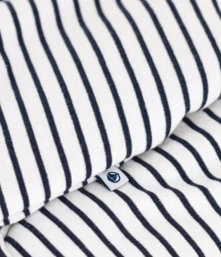 Petit Bateau Sets, Overalls & Latzhosen|Newborn*Langer wattierter Baby-Overall aus Baumwolle mit Kapuze weiss MARSHMALLOW/blau SMOKING