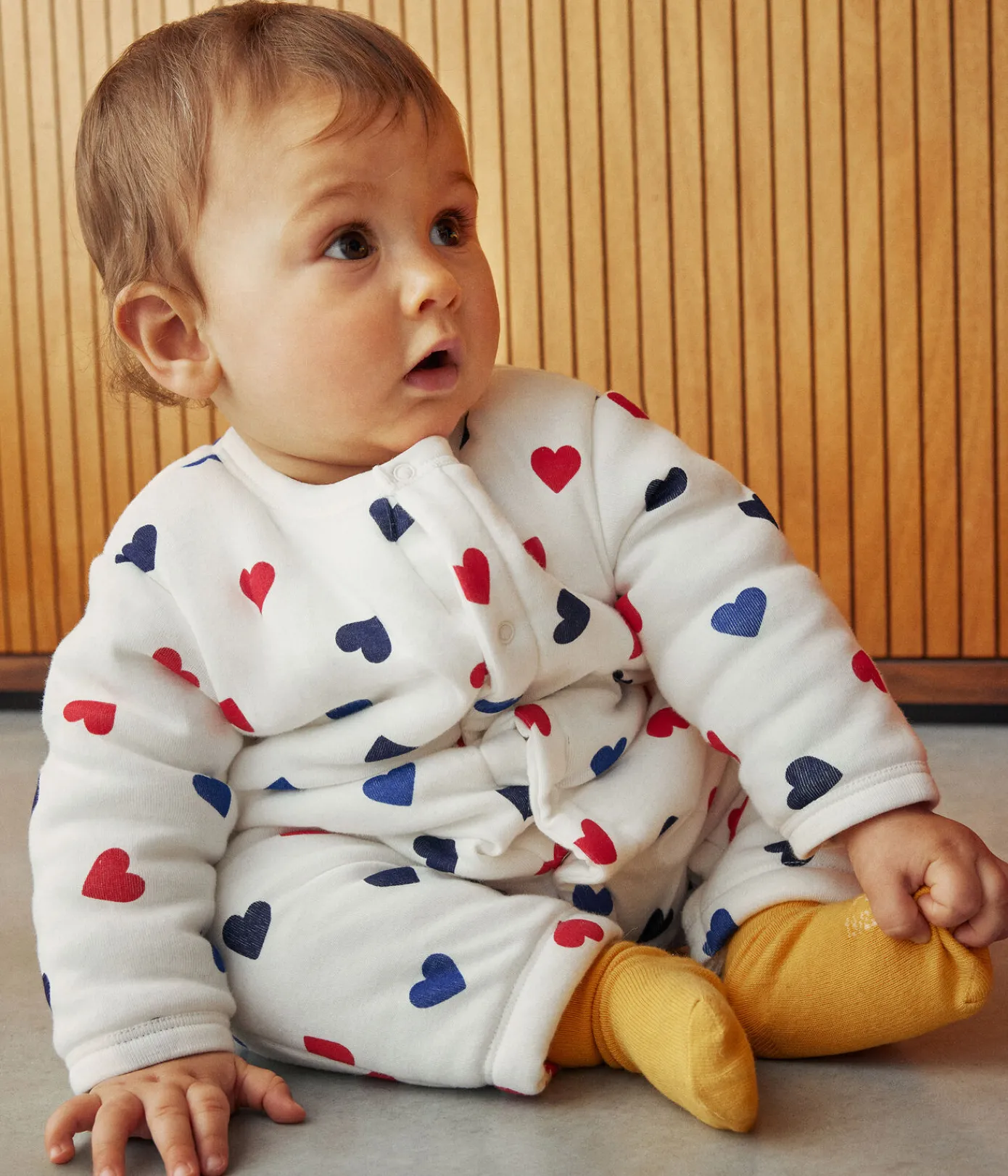 Petit Bateau Sets, Overalls & Latzhosen|Newborn*Langer, wattierter Baby-Overall aus Baumwolle weiss MARSHMALLOW/weiss MULTICO