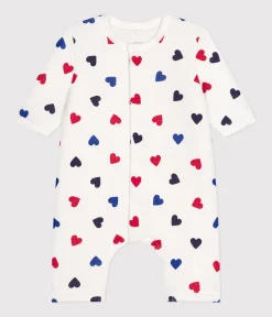 Petit Bateau Sets, Overalls & Latzhosen|Newborn*Langer, wattierter Baby-Overall aus Baumwolle weiss MARSHMALLOW/weiss MULTICO