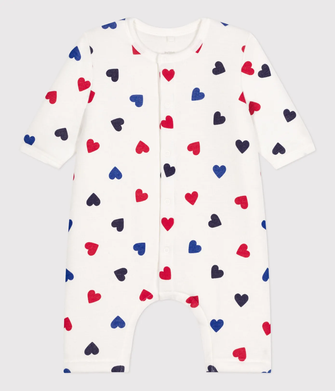 Petit Bateau Sets, Overalls & Latzhosen|Newborn*Langer, wattierter Baby-Overall aus Baumwolle weiss MARSHMALLOW/weiss MULTICO