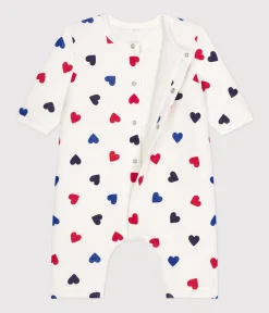 Petit Bateau Sets, Overalls & Latzhosen|Newborn*Langer, wattierter Baby-Overall aus Baumwolle weiss MARSHMALLOW/weiss MULTICO