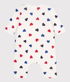 Petit Bateau Sets, Overalls & Latzhosen|Newborn*Langer, wattierter Baby-Overall aus Baumwolle weiss MARSHMALLOW/weiss MULTICO