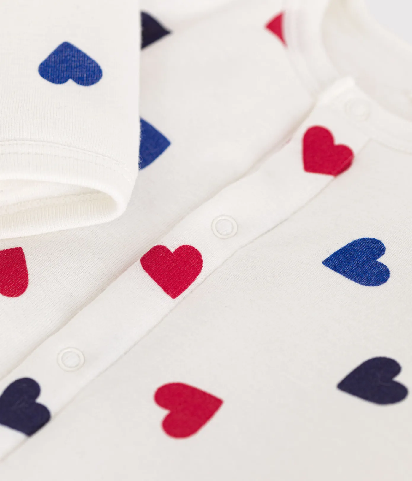 Petit Bateau Sets, Overalls & Latzhosen|Newborn*Langer, wattierter Baby-Overall aus Baumwolle weiss MARSHMALLOW/weiss MULTICO