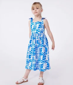 Petit Bateau Kleider, Röcke*Langes Kinder-Trägerkleid aus bedruckter Baumwolle blau MARSHMALLOW/ PORCELANA