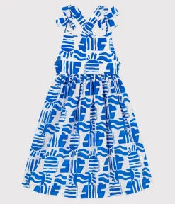 Petit Bateau Kleider, Röcke*Langes Kinder-Trägerkleid aus bedruckter Baumwolle blau MARSHMALLOW/ PORCELANA