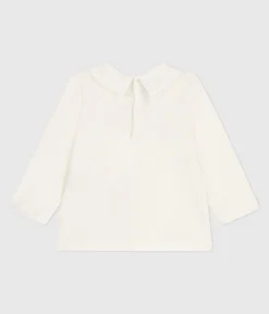 Petit Bateau T-Shirts, Oberteile*Langärmelige Baby-Bluse aus Baumwolle mit besticktem Kragen weiss MARSHMALLOW