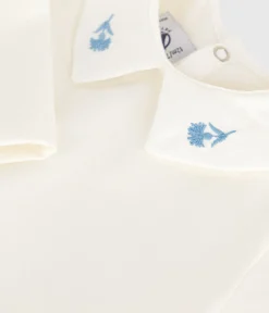 Petit Bateau T-Shirts, Oberteile*Langärmelige Baby-Bluse aus Baumwolle mit besticktem Kragen weiss MARSHMALLOW