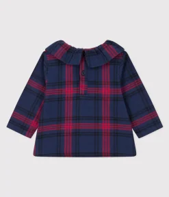 Petit Bateau T-Shirts, Oberteile*Langärmelige Baby-Bluse aus Flanell blau SMOKING/weiss MULTICO