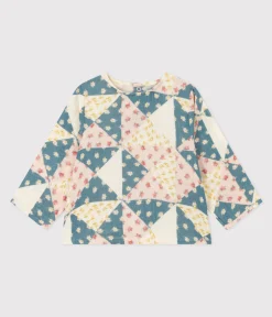 Petit Bateau T-Shirts, Oberteile*Langärmelige Babybluse aus Musselin-Stoff weiss AVALANCHE/ MULTICO