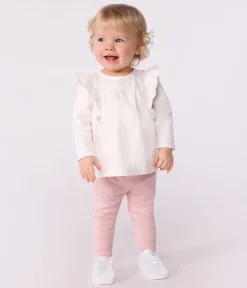 Petit Bateau T-Shirts, Oberteile*Langärmelige Baby-Bluse aus einfarbiger Baumwolle weiss MARSHMALLOW