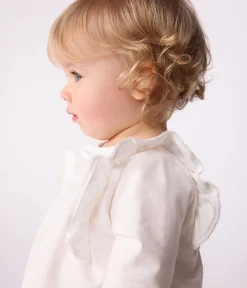 Petit Bateau T-Shirts, Oberteile*Langärmelige Baby-Bluse aus einfarbiger Baumwolle weiss MARSHMALLOW