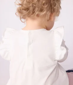 Petit Bateau T-Shirts, Oberteile*Langärmelige Baby-Bluse aus einfarbiger Baumwolle weiss MARSHMALLOW