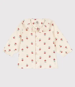 Petit Bateau T-Shirts, Oberteile|Newborn*Langärmelige Babybluse aus Musselin-Stoff weiss AVALANCHE/ MULTICO