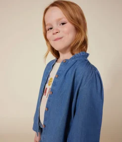 Petit Bateau T-Shirts, Tops, Oberteile*Langärmelige Bluse aus Denim für Mädchen blau DENIM CLAIR