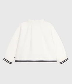 Petit Bateau T-Shirts, Tops, Oberteile*Langärmelige Kinder-Bluse aus einfarbigem Baumwoll-Popeline weiss ECUME