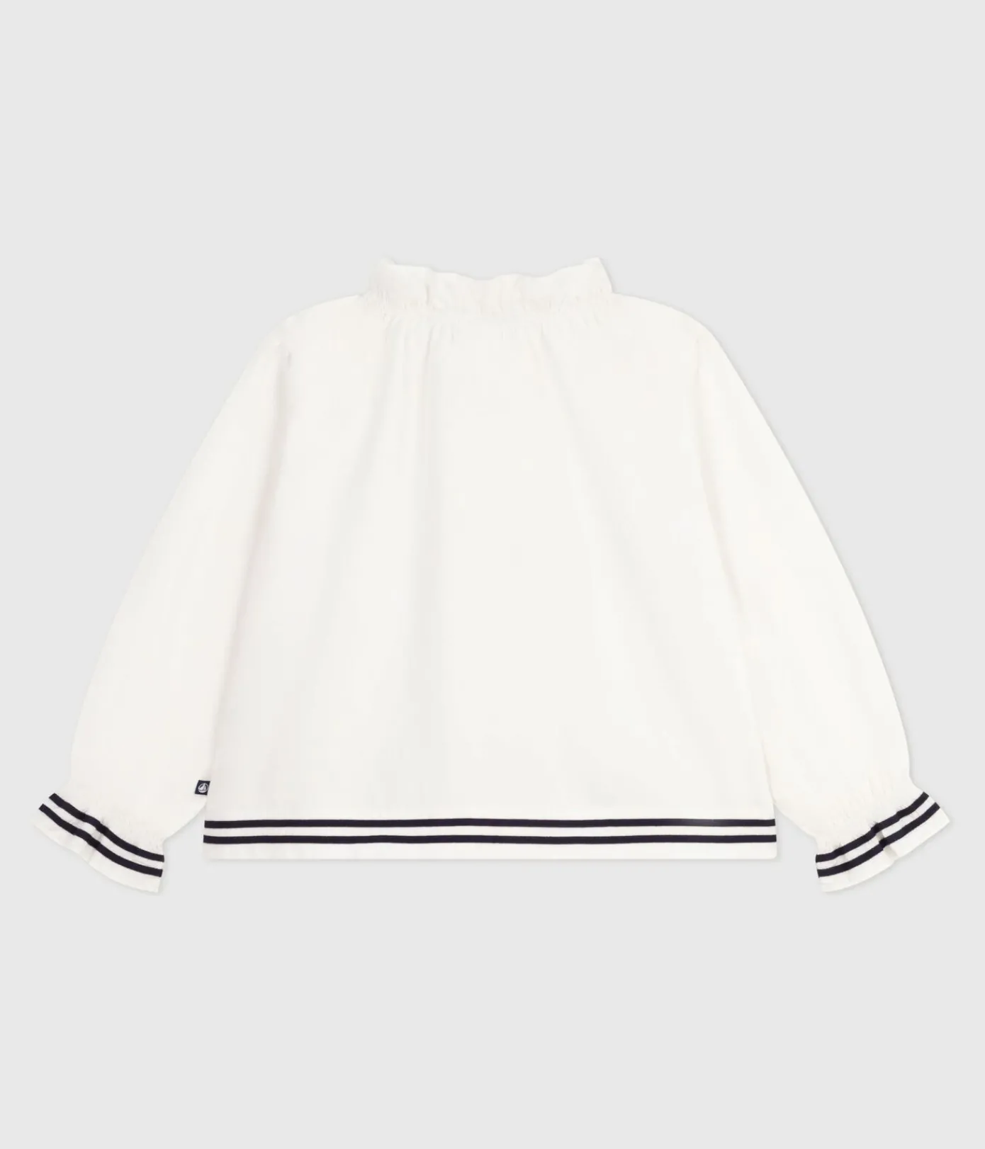 Petit Bateau T-Shirts, Tops, Oberteile*Langärmelige Kinder-Bluse aus einfarbigem Baumwoll-Popeline weiss ECUME