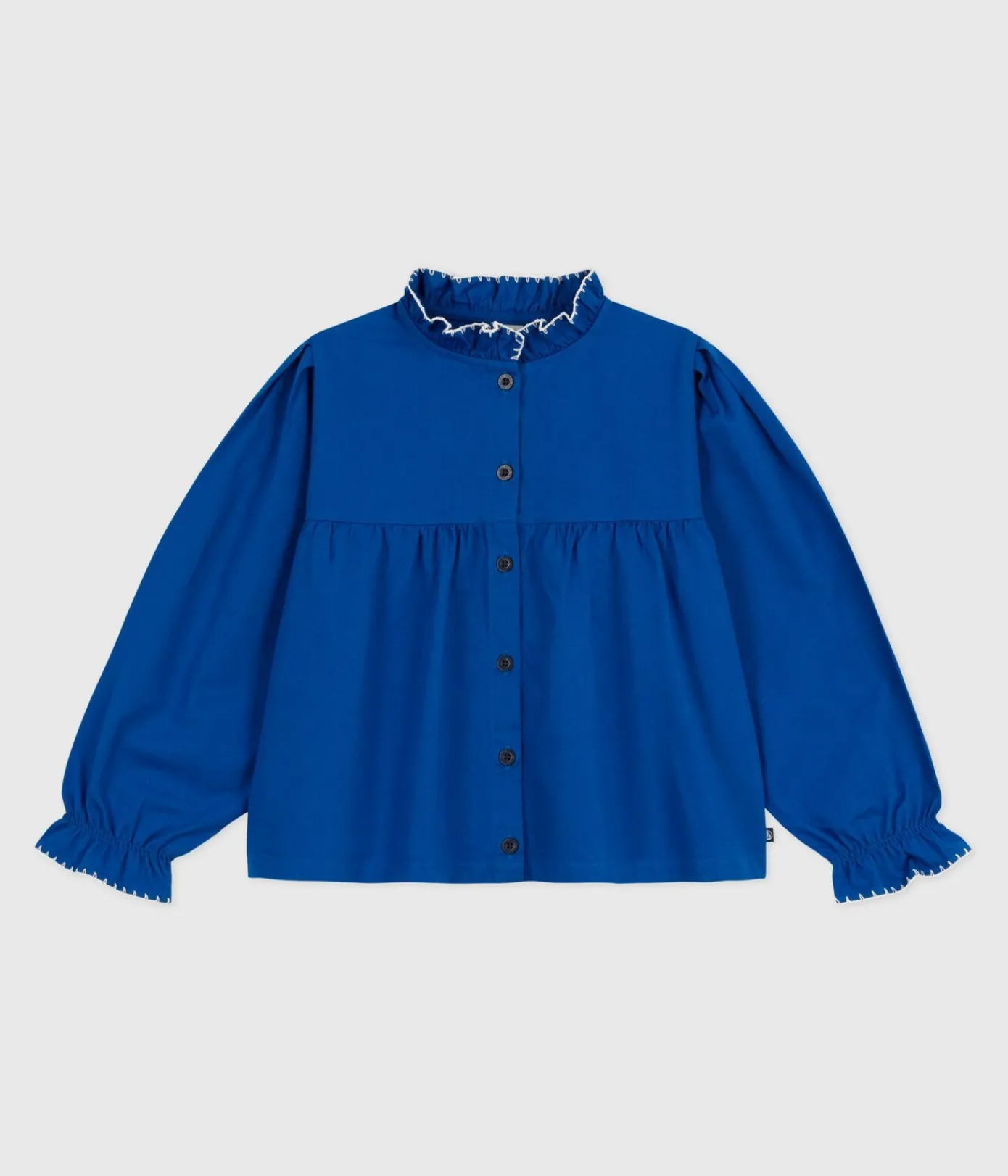 Petit Bateau T-Shirts, Tops, Oberteile*Langärmelige Kinder-Bluse aus einfarbigem Baumwoll-Twill OLYMPIC