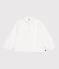 Petit Bateau T-Shirts, Tops, Oberteile*Langärmelige Kinder-Bluse aus Leinenstoff für Mädchen weiss ECUME