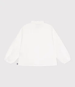 Petit Bateau T-Shirts, Tops, Oberteile*Langärmelige Kinder-Bluse aus Leinenstoff für Mädchen weiss ECUME