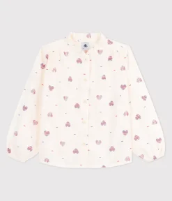 Petit Bateau T-Shirts, Tops, Oberteile*Langärmelige Kinder-Bluse mit Herzmotiv weiss AVALANCHE/ MULTICO