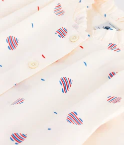 Petit Bateau T-Shirts, Tops, Oberteile*Langärmelige Kinder-Bluse mit Herzmotiv weiss AVALANCHE/ MULTICO