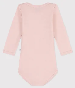 Petit Bateau Bodys*Langärmeliger Baby-Body aus Wolle und Baumwolle rosa SALINE