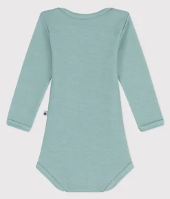 Petit Bateau Bodys*Langärmeliger Baby-Body aus Wolle und Baumwolle grün PAUL