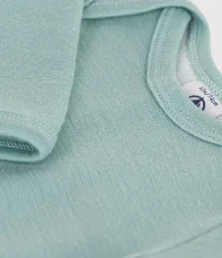 Petit Bateau Bodys*Langärmeliger Baby-Body aus Wolle und Baumwolle grün PAUL