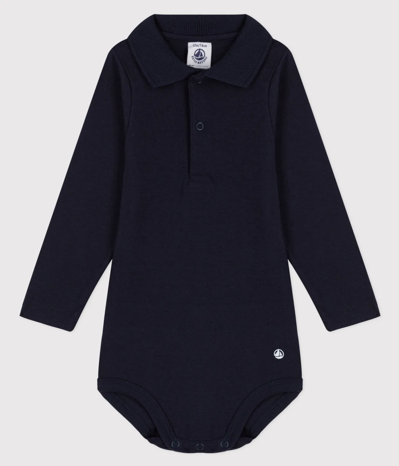 Petit Bateau T-Shirts, Oberteile*Langärmeliger Baby-Body aus Baumwolle mit Polokragen blau SMOKING